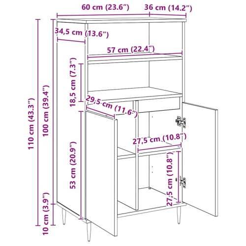 Highboard s policom s pohranom s vratima Crna 60 x 36 x 110 cm Konstruirano drvo Cijena
