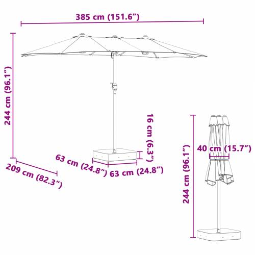 Vrtni suncobran Antracit 385 x 209 x 244 cm tkanina Cijena