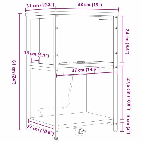 Noćni ormar 2 pcs Crni hrast 38 x 31 x 61 cm Konstruirano drvo Cijena