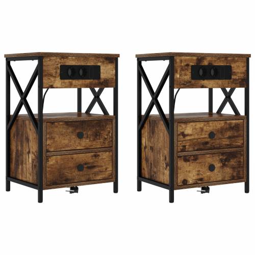 Noćni ormar s ladicama 2 pcs Dimljeni hrast 40 x 31 x 60 cm Cijena