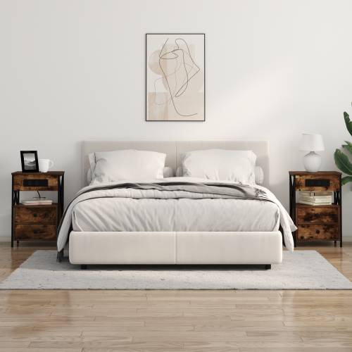Noćni ormar s ladicama 2 pcs Dimljeni hrast 40 x 31 x 60 cm Cijena