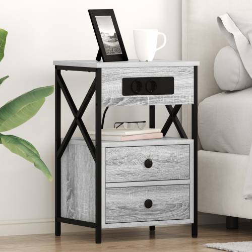 Noćni ormar s ladicama 2 pcs Sivi hrast sonoma 40 x 31 x 60 cm Cijena