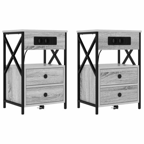 Noćni ormar s ladicama 2 pcs Sivi hrast sonoma 40 x 31 x 60 cm Cijena