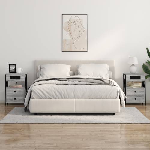 Noćni ormar s ladicama 2 pcs Sivi hrast sonoma 40 x 31 x 60 cm Cijena