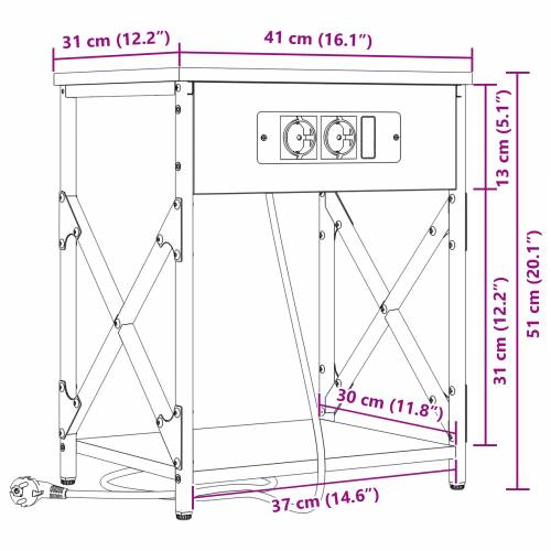 Noćni ormar s ladicama 2 pcs Sivi hrast sonoma 41 x 31 x 51 cm Cijena