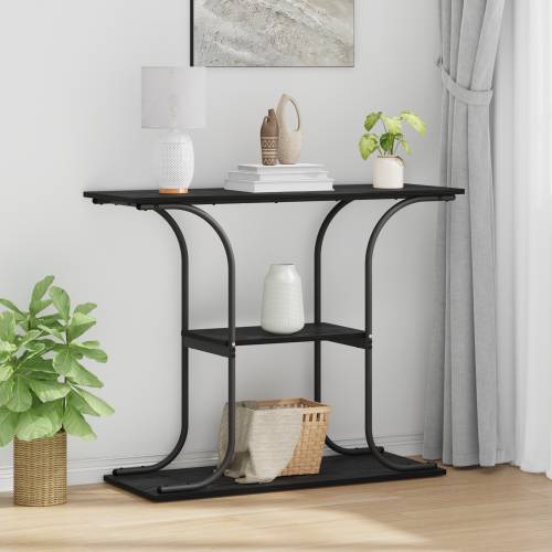 s policom s pohranom Crni hrast 101 x 35 x 80.5 cm Konstruirano drvo Cijena
