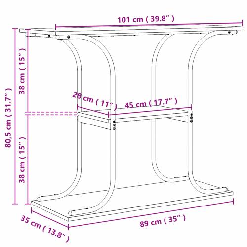 s policom s pohranom sonoma hrast 101 x 35 x 80.5 cm Konstruirano drvo Cijena