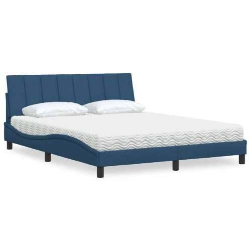 Krevet s madracem plavi 160x200 cm od tkanine - Plava 160 x 200 cm Cijena