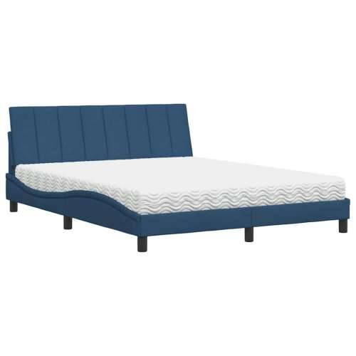 Krevet s madracem plavi 160x200 cm od tkanine - Plava 160 x 200 cm Cijena