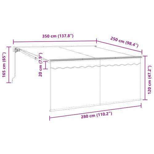 Skrovita tenda Antracitno siva Siva 350 x 250 cm Cijena