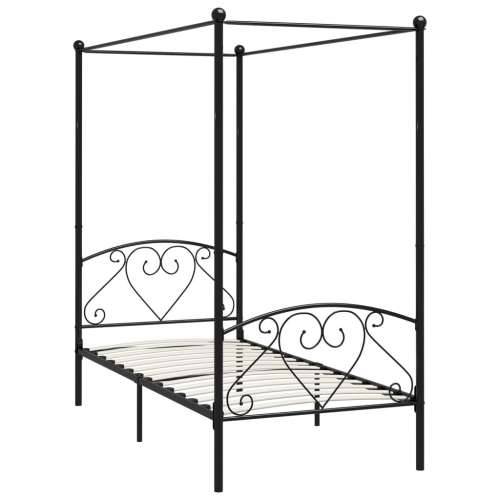 Okvir za krevet s nadstrešnicom crni metalni 100 x 200 cm Cijena