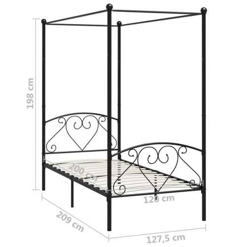 Okvir za krevet s nadstrešnicom crni metalni 120 x 200 cm Cijena