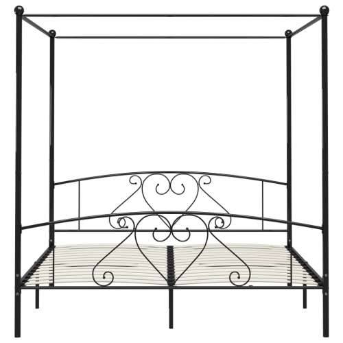 Okvir za krevet s nadstrešnicom crni metalni 200 x 200 cm  - Crna 200 x 200 cm Cijena