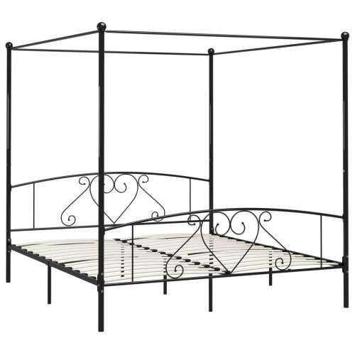 Okvir za krevet s nadstrešnicom crni metalni 200 x 200 cm Cijena