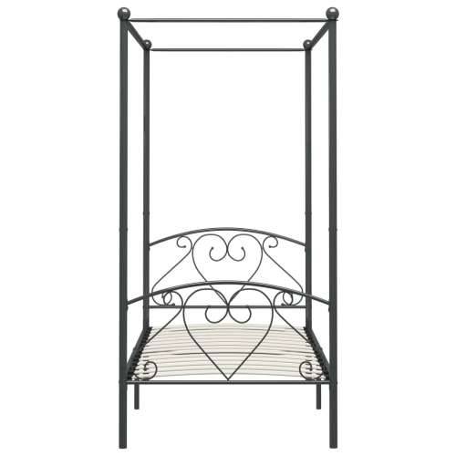 Okvir za krevet s nadstrešnicom sivi metalni 90 x 200 cm  - Siva 90 x 200 cm Cijena