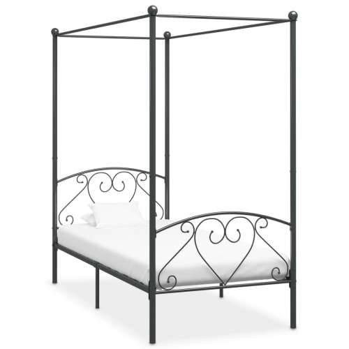 Okvir za krevet s nadstrešnicom sivi metalni 100 x 200 cm