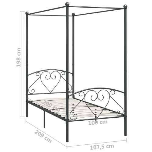 Okvir za krevet s nadstrešnicom sivi metalni 100 x 200 cm  Siva 100 x 200 cm Cijena