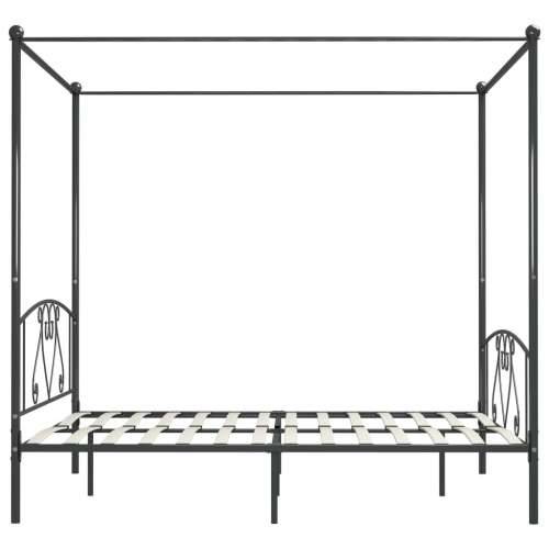 Okvir za krevet s nadstrešnicom sivi metalni 180 x 200 cm  - Siva 180 x 200 cm Cijena