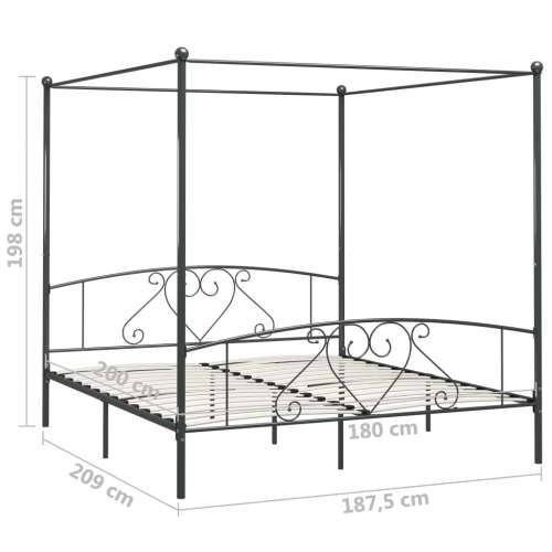 Okvir za krevet s nadstrešnicom sivi metalni 180 x 200 cm  - Siva 180 x 200 cm Cijena