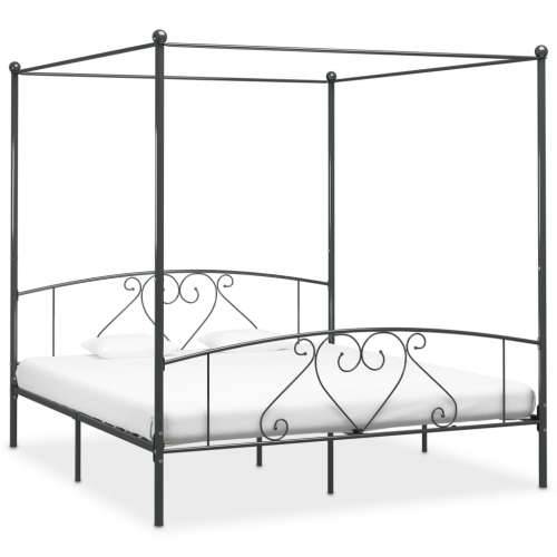 Okvir za krevet s nadstrešnicom sivi metalni 200 x 200 cm