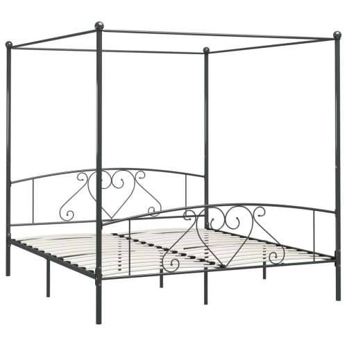 Okvir za krevet s nadstrešnicom sivi metalni 200 x 200 cm Cijena