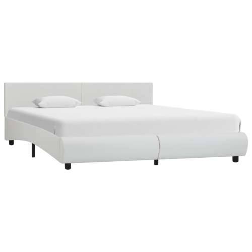 Okvir za krevet od umjetne kože LED bijeli 160 x 200 cm  - Bijela 160 x 200 cm Cijena