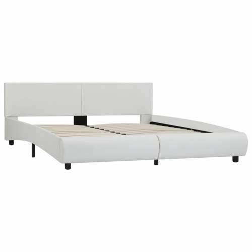 Okvir za krevet od umjetne kože LED bijeli 160 x 200 cm  - Bijela 160 x 200 cm Cijena
