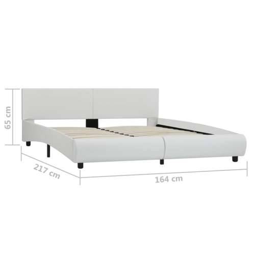Okvir za krevet od umjetne kože LED bijeli 160 x 200 cm  - Bijela 160 x 200 cm Cijena