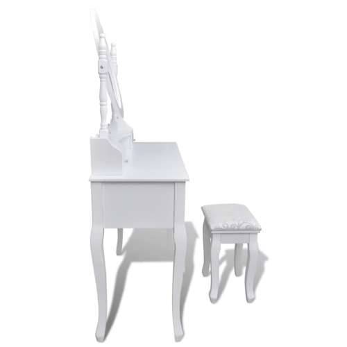 Toaletni stol s ogledalom i stolicom 7 ladica bijeli Cijena