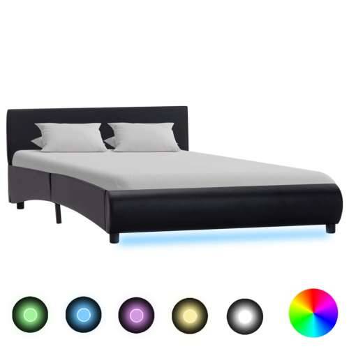 Okvir za krevet od umjetne kože s LED svjetlom crni 120x200 cm  - Crna 120 x 200 cm Cijena