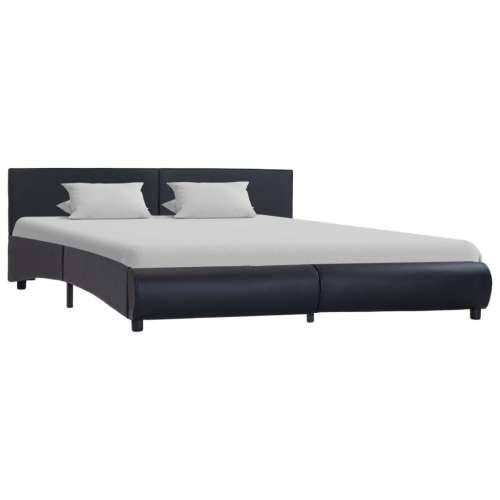 Okvir za krevet od umjetne kože s LED svjetlom crni 160x200 cm  - Crna 160 x 200 cm Cijena