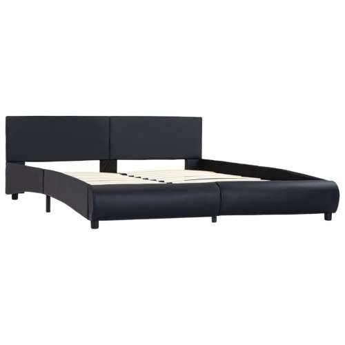 Okvir za krevet od umjetne kože s LED svjetlom crni 160x200 cm  - Crna 160 x 200 cm Cijena