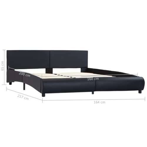 Okvir za krevet od umjetne kože s LED svjetlom crni 160x200 cm  - Crna 160 x 200 cm Cijena