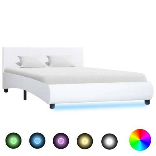 Okvir za krevet od umjetne kože LED bijeli 120 x 200 cm  - Bijela 120 x 200 cm Cijena