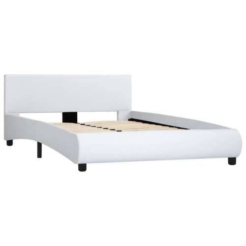 Okvir za krevet od umjetne kože LED bijeli 140 x 200 cm  - Bijela 140 x 200 cm Cijena