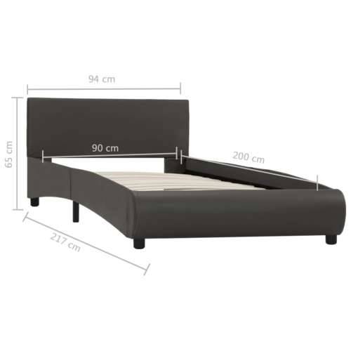Okvir za krevet od umjetne kože s LED svjetlom sivi 90 x 200 cm  - Siva 90 x 200 cm Cijena