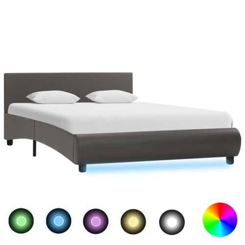 Okvir za krevet od umjetne kože s LED svjetlom sivi 120x200 cm  - Siva 120 x 200 cm Cijena