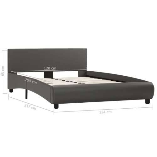 Okvir za krevet od umjetne kože s LED svjetlom sivi 120x200 cm  - Siva 120 x 200 cm Cijena