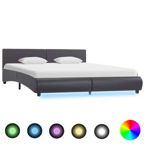 Okvir za krevet od umjetne kože s LED svjetlom sivi 180x200 cm