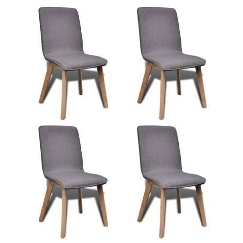 Blagovaonske stolice od tkanine i hrastovine 4 kom svjetlosive Cijena