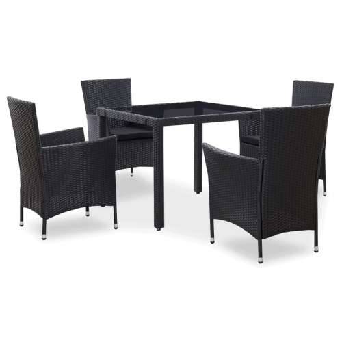 Vrtna garnitura - 5-dijelni vrtni blagovaonski set od poliratana crni - Dužina stola 90 cm 4 Cijena