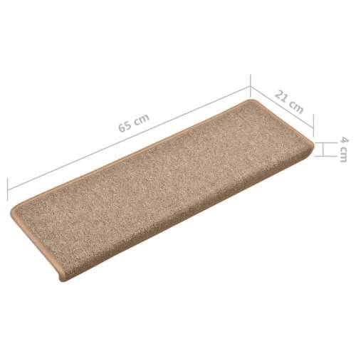 Tepisi za stepenice 15 kom 65x21x4 cm svjetlosmeđi - Svjetlosmeđa 65 x 21 x 4 cm 15 Cijena