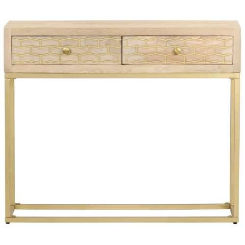 Konzolni stol zlatni 90 x 30 x 75 cm od masivnog drva manga - Zlatno 1 Cijena
