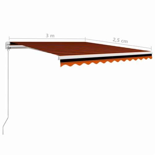 Tenda na ručno uvlačenje 300 x 250 cm narančasto-smeđa - Šareni 300 x 250 cm 1 Cijena