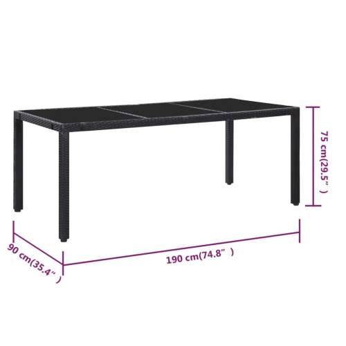 9-dijelni vanjski blagovaonski set od poliratana crni - Dužina stola 190 cm 8 Cijena