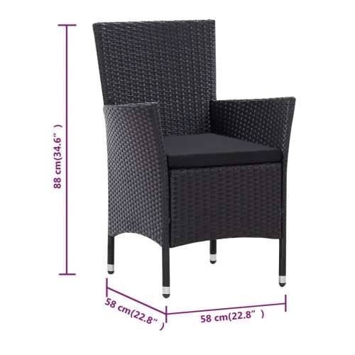 9-dijelni vanjski blagovaonski set od poliratana crni - Dužina stola 190 cm 8 Cijena