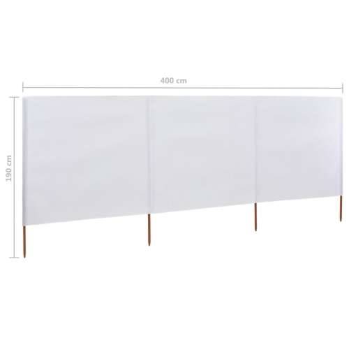 Vjetrobran s 3 panela od tkanine 400 x 160 cm pješčano bijeli Cijena