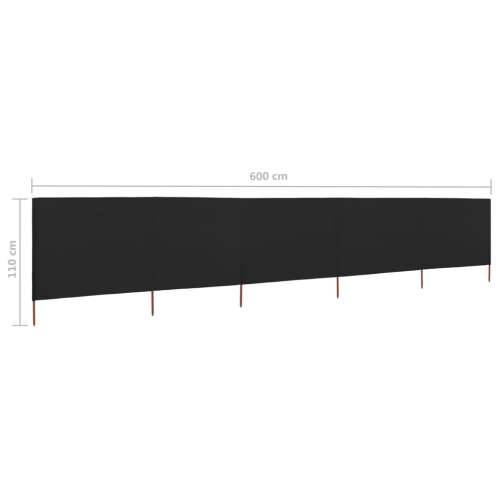 Vjetrobran s 5 panela od tkanine 600 x 80 cm crni  - Crna 600 x 80 cm 1 Cijena
