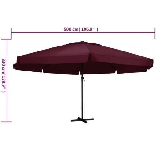 Vrtni suncobran s aluminijskim stupom 600 cm bordo - Bordo crvena 600 cm 1 Cijena