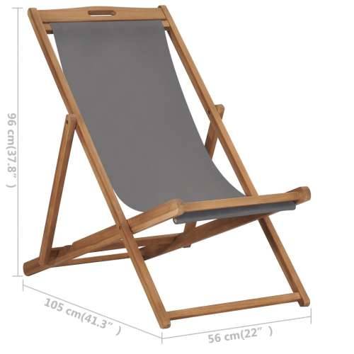 Sklopiva stolica za plažu od masivne tikovine siva Cijena